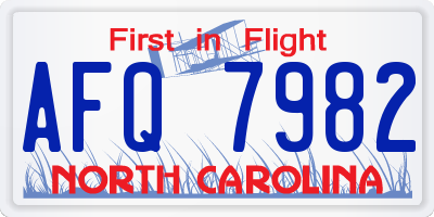 NC license plate AFQ7982