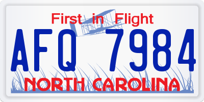 NC license plate AFQ7984
