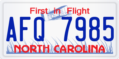 NC license plate AFQ7985