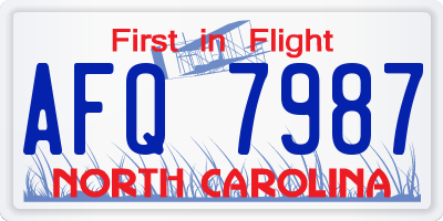 NC license plate AFQ7987