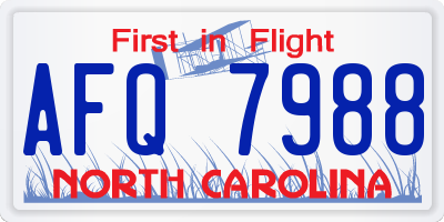 NC license plate AFQ7988