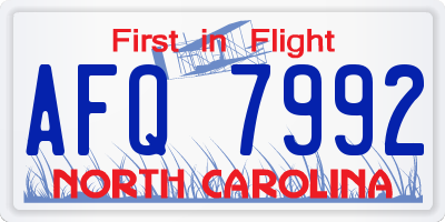 NC license plate AFQ7992