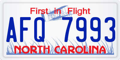 NC license plate AFQ7993