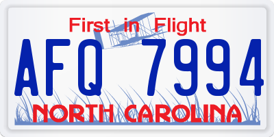 NC license plate AFQ7994