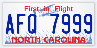 NC license plate AFQ7999
