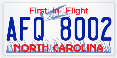 NC license plate AFQ8002