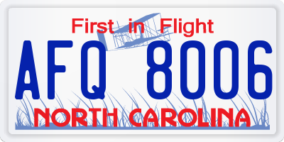 NC license plate AFQ8006