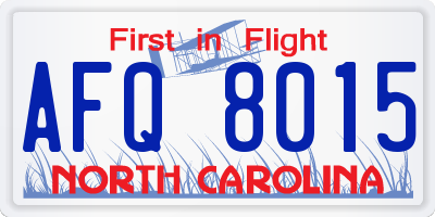 NC license plate AFQ8015