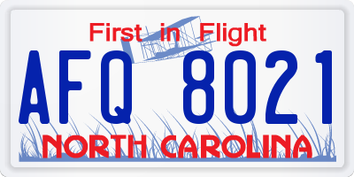 NC license plate AFQ8021
