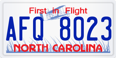 NC license plate AFQ8023