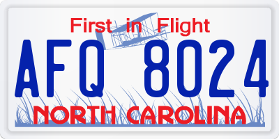 NC license plate AFQ8024
