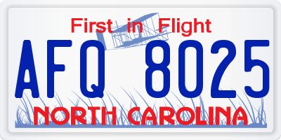 NC license plate AFQ8025