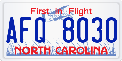 NC license plate AFQ8030