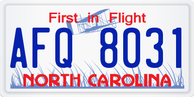 NC license plate AFQ8031