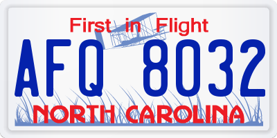 NC license plate AFQ8032