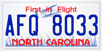 NC license plate AFQ8033
