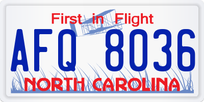 NC license plate AFQ8036