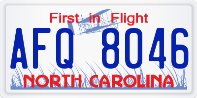 NC license plate AFQ8046