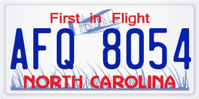 NC license plate AFQ8054