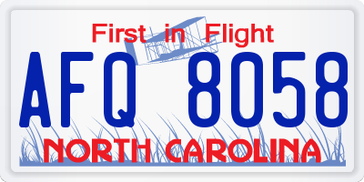 NC license plate AFQ8058