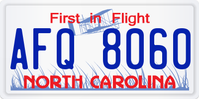 NC license plate AFQ8060