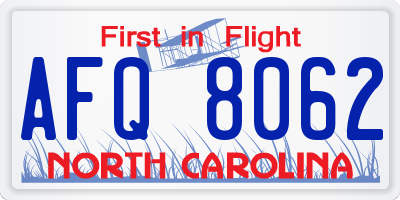 NC license plate AFQ8062