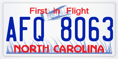 NC license plate AFQ8063
