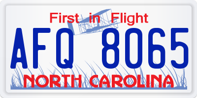 NC license plate AFQ8065