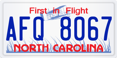 NC license plate AFQ8067