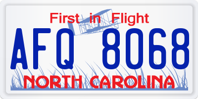 NC license plate AFQ8068
