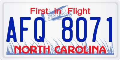 NC license plate AFQ8071