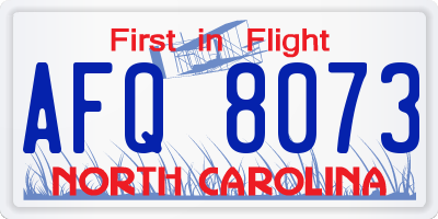 NC license plate AFQ8073
