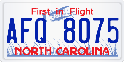 NC license plate AFQ8075
