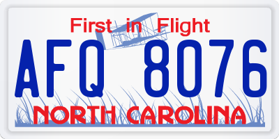 NC license plate AFQ8076