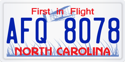 NC license plate AFQ8078