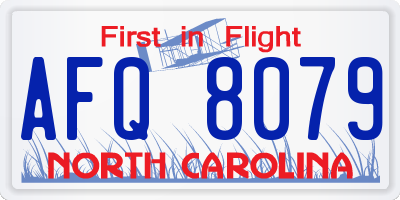 NC license plate AFQ8079
