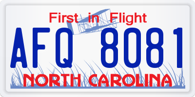 NC license plate AFQ8081