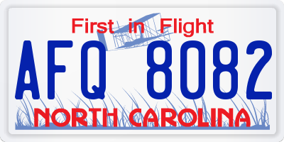 NC license plate AFQ8082