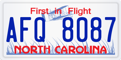 NC license plate AFQ8087