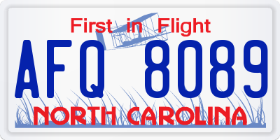 NC license plate AFQ8089
