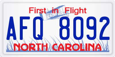 NC license plate AFQ8092