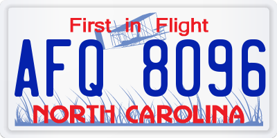 NC license plate AFQ8096