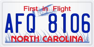 NC license plate AFQ8106