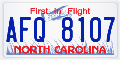 NC license plate AFQ8107