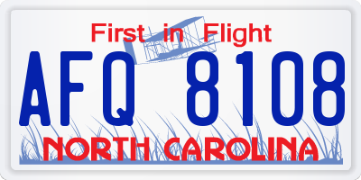 NC license plate AFQ8108