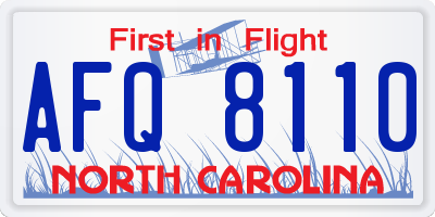 NC license plate AFQ8110