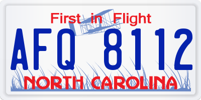 NC license plate AFQ8112