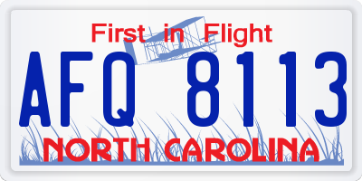 NC license plate AFQ8113