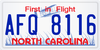 NC license plate AFQ8116