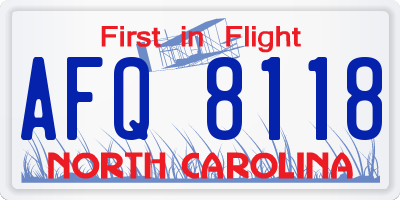 NC license plate AFQ8118